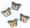 4 11x17mm Green Cloisonné Butterfly Beads